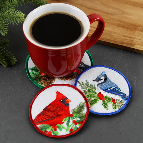 Winter Cheer Coaster - Cardinal (In-the-Hoop) - Image 6
