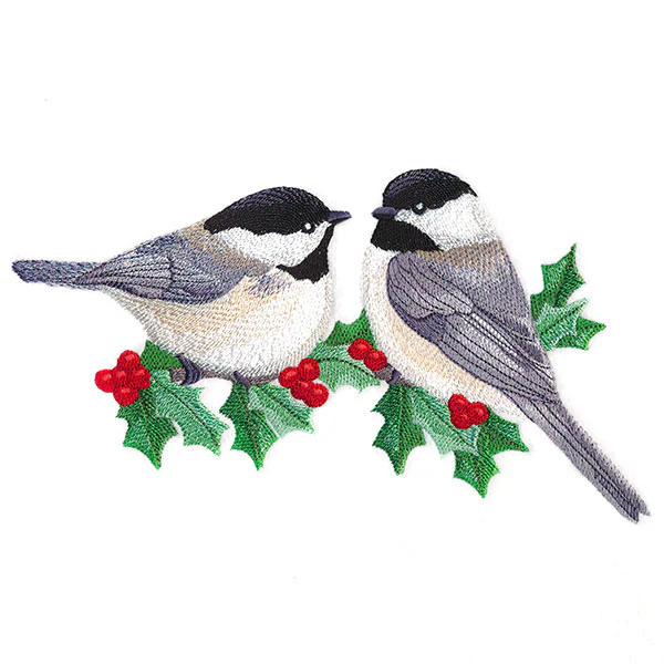 Winter Chickadees and Holly - Image 3