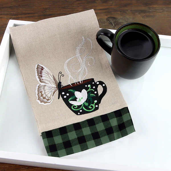Winter Coffee Break Checkered White Butterfly - Image 10