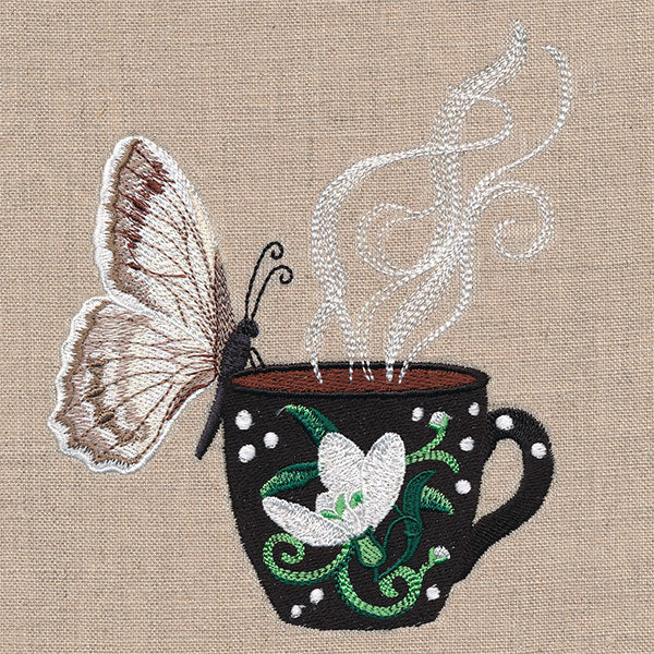 Winter Coffee Break Checkered White Butterfly - Image 5