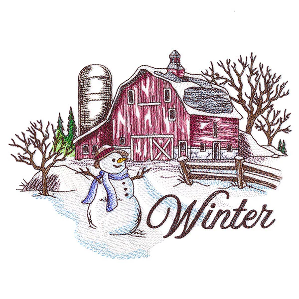 Winter in the Country Barn Scene - Image 5