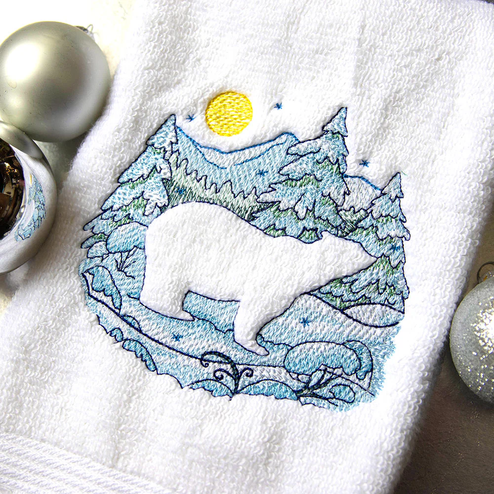 Winter Polar Bear Silhouette (Embossed)