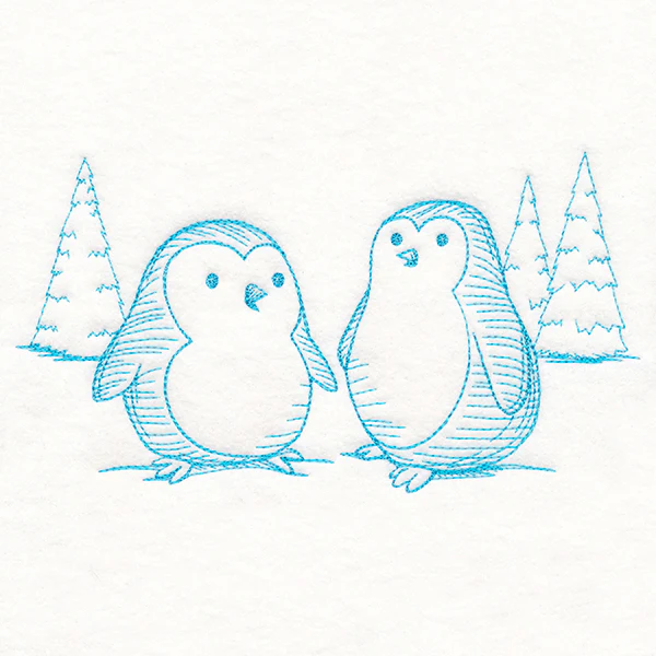 Wintertide Penguin Etching