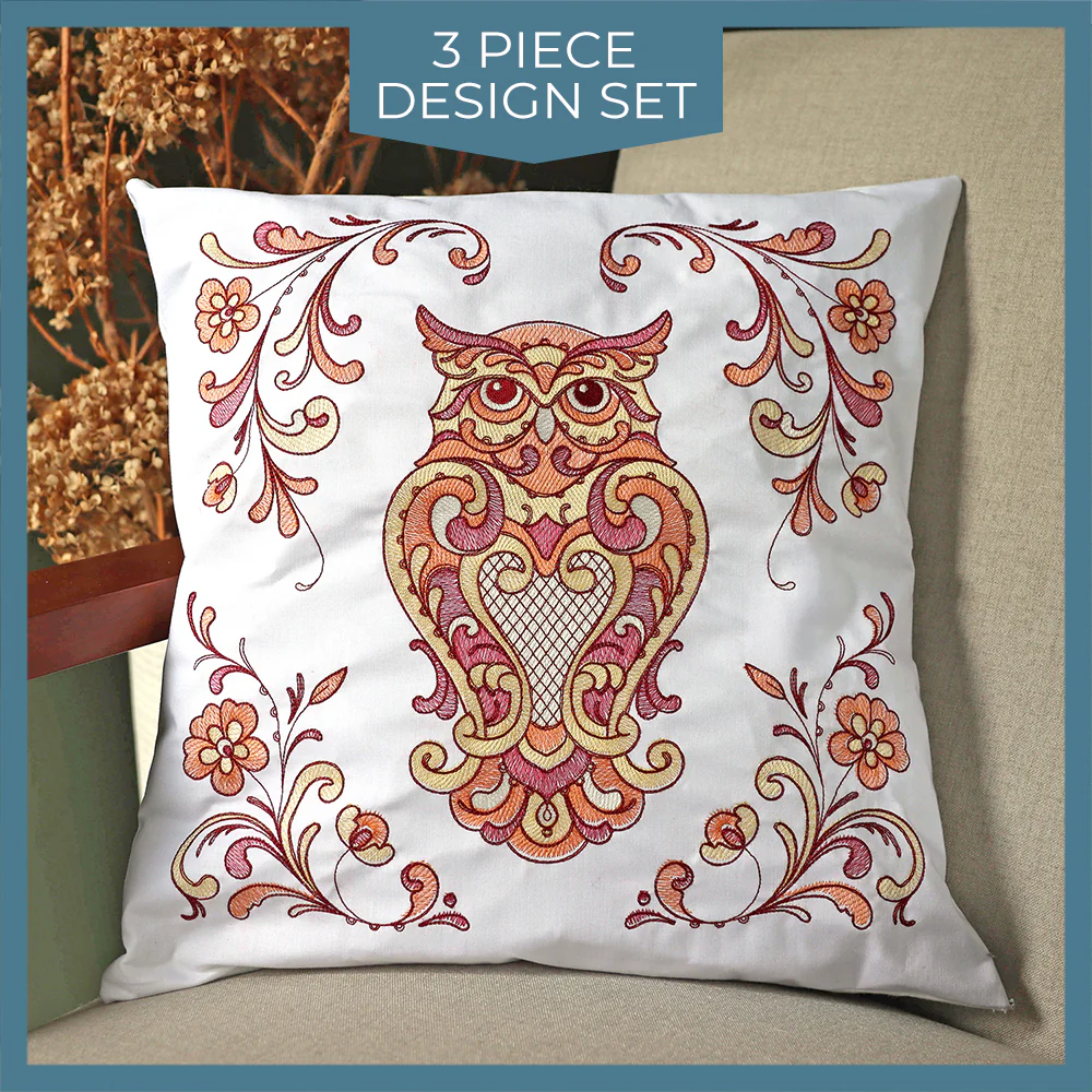 Wise Rosemaling Owl Pillow Set - Image 9