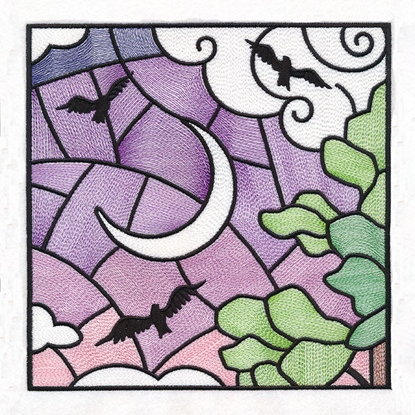 Woodland Escape Stained Glass Scene - Birds & Crescent Moon - Image 9