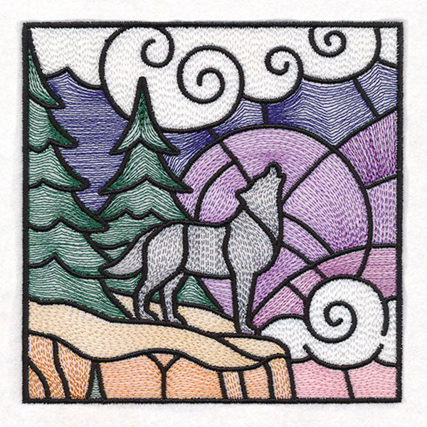 Woodland Escape Stained Glass Scene - Howling Wolf - Image 10