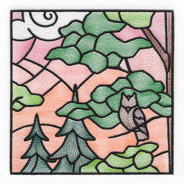Woodland Escape Stained Glass Scene - Owl - Image 5