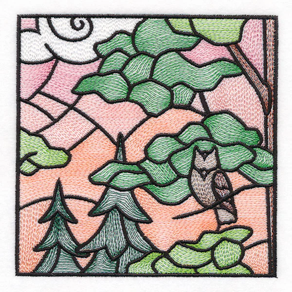 Woodland Escape Stained Glass Scene - Owl - Image 7