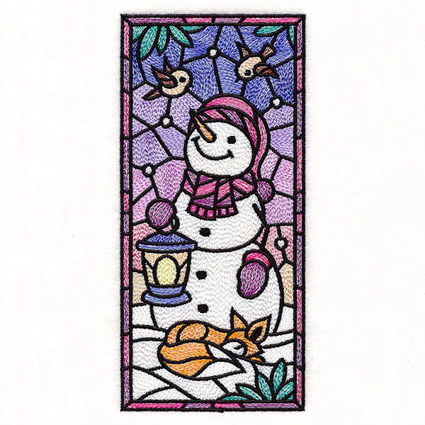Woodland Snowman Stained Glass Panel 2 - Image 7