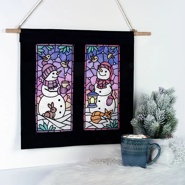 Woodland Snowman Stained Glass Panel 2 - Image 8