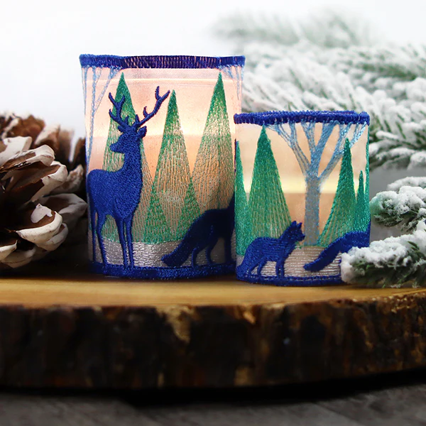Woodland Winter Scene Votive Wrap (Organza) - Image 3