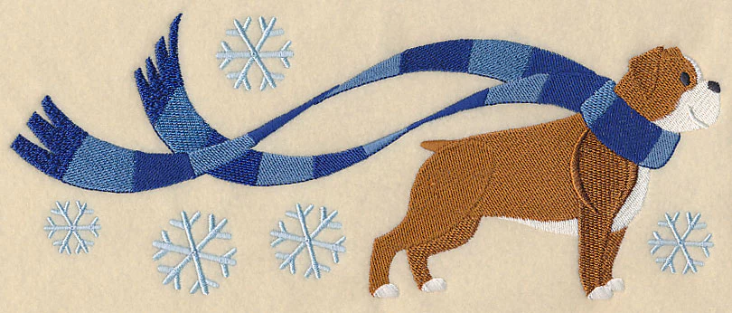 Wrapped Up In Winter English Bulldog