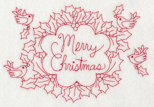 Wreathed in Merry Christmas Wishes (Redwork) - Image 3