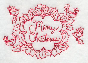 Wreathed in Merry Christmas Wishes (Redwork) - Image 4